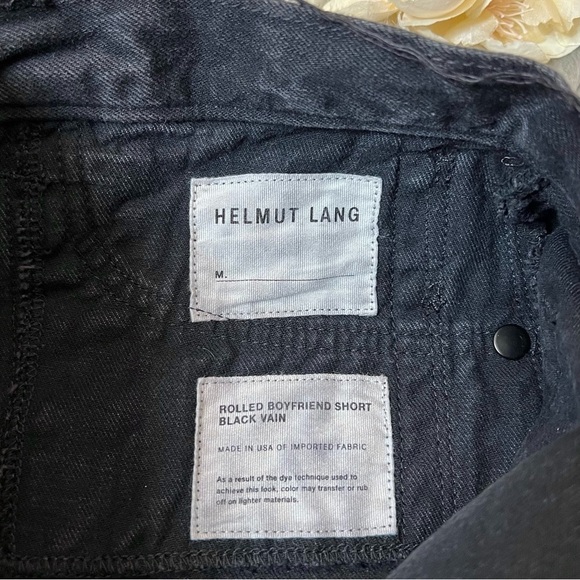 Helmut Lang Black Vain High Rise Rolled Boyfriend Women’s Denim Shorts Sz 26 - Picture 3 of 10